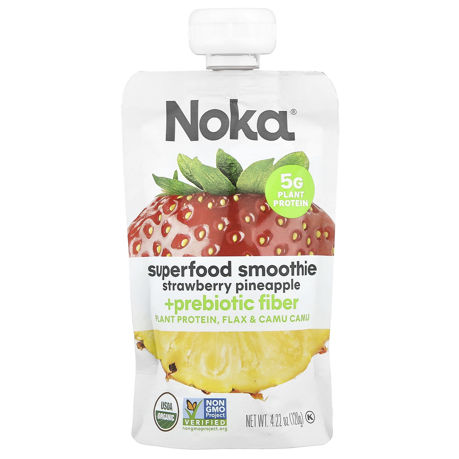 Superfood Smoothie + пребиотическая клетчатка, клубника и ананас, 4,22 унции (120 г)