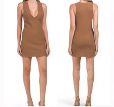 House of Harlow 1960 Sleeveless Thick Ribbed V-Neck Bodycon Mini Dress Small