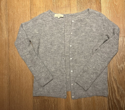 Sezane Gaspard Mohair Alpaca Knit Button Front Cardigan Sweater Mottled Gray XXS