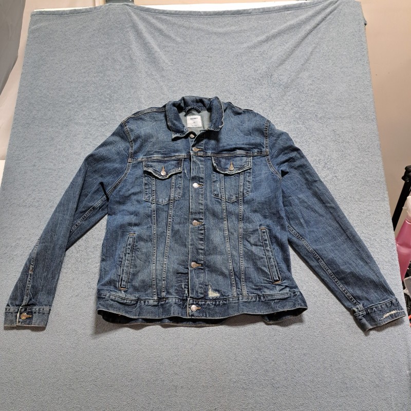 Old Navy Classic Blue Denim Jacket Mens Size 2XL Long Sleeve Button Front