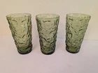 (3) Anchor Hocking Lido Milano Avocado Green Glass 5.5” Vintage VGC