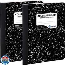 Emraw Composition Notebook College Ruled 2 Pack Hard Cover Marble compositi