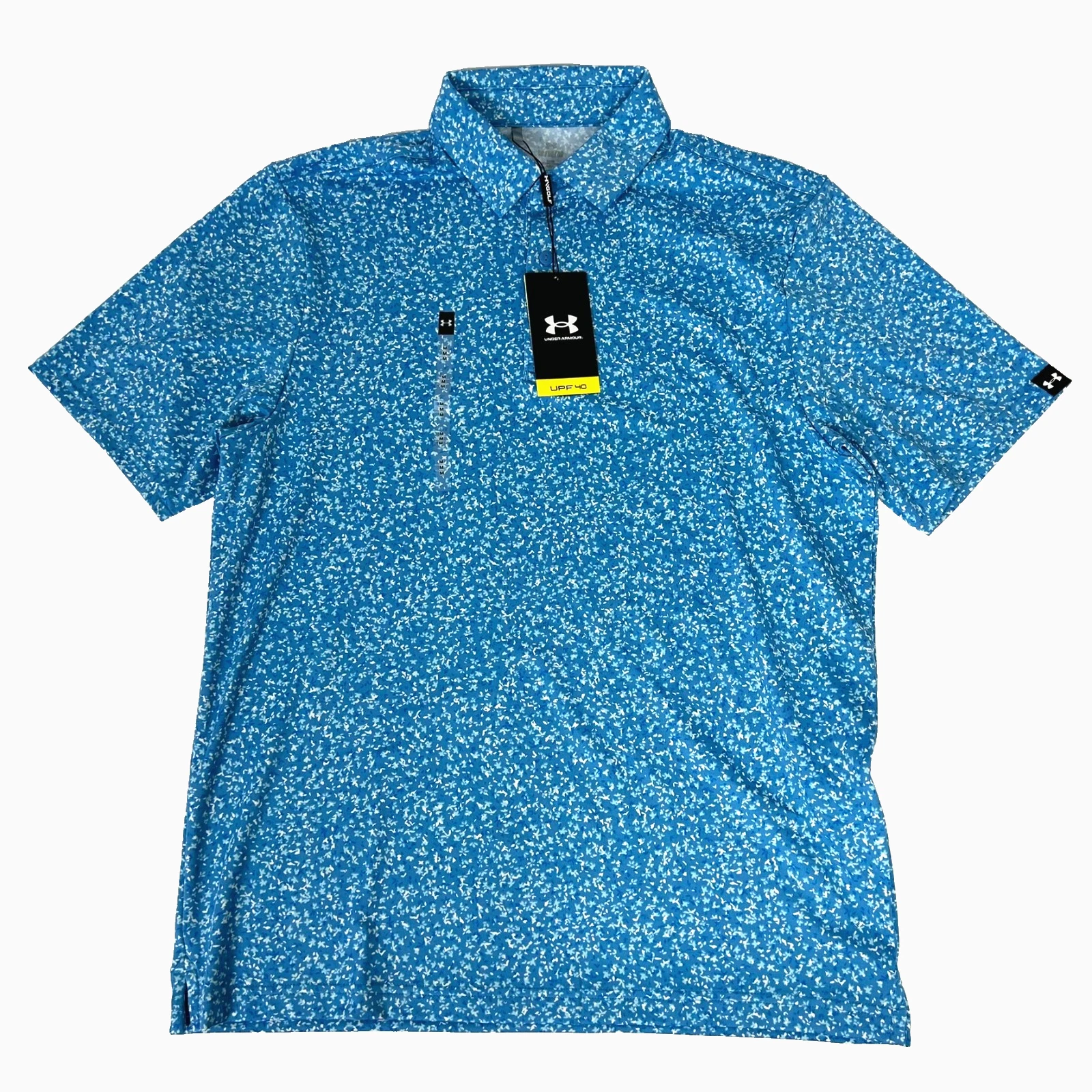 Under Armour Playoff Polo Tour Stripe Shirt Mens L Blue Print 1383247-453 G23