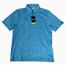 Under Armour Playoff Polo Tour Stripe Shirt Mens L Blue Print 1383247-453 G23