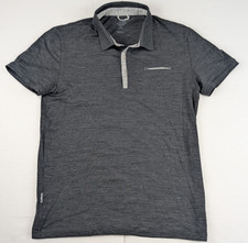 Icebreaker Quattro Merino Wool Polo Shirt Mens M Charcoal Gray Short Sleeve