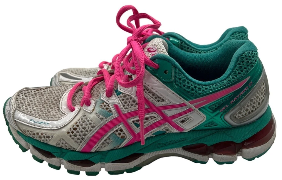 Asics Gel Kayano 21 Teal and Pink Running Shoe Size 7.5 - Image 3 of 4