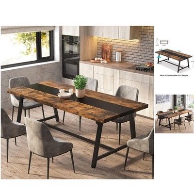 Durable 70.87'' Long Dining Table with Strong Metal Frame - Seats 8 Comfortably