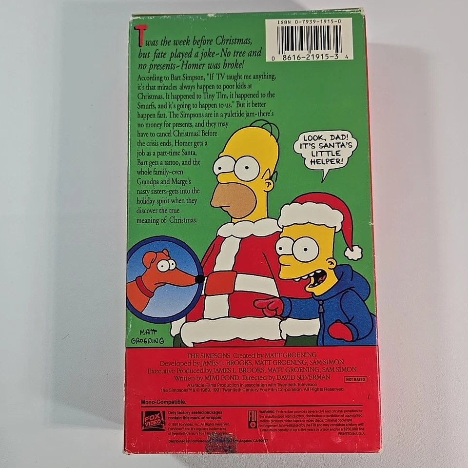 The Simpsons Christmas Special (VHS, 1991) Slip Cover VHS Holiday Cassette - Image 3 of 4