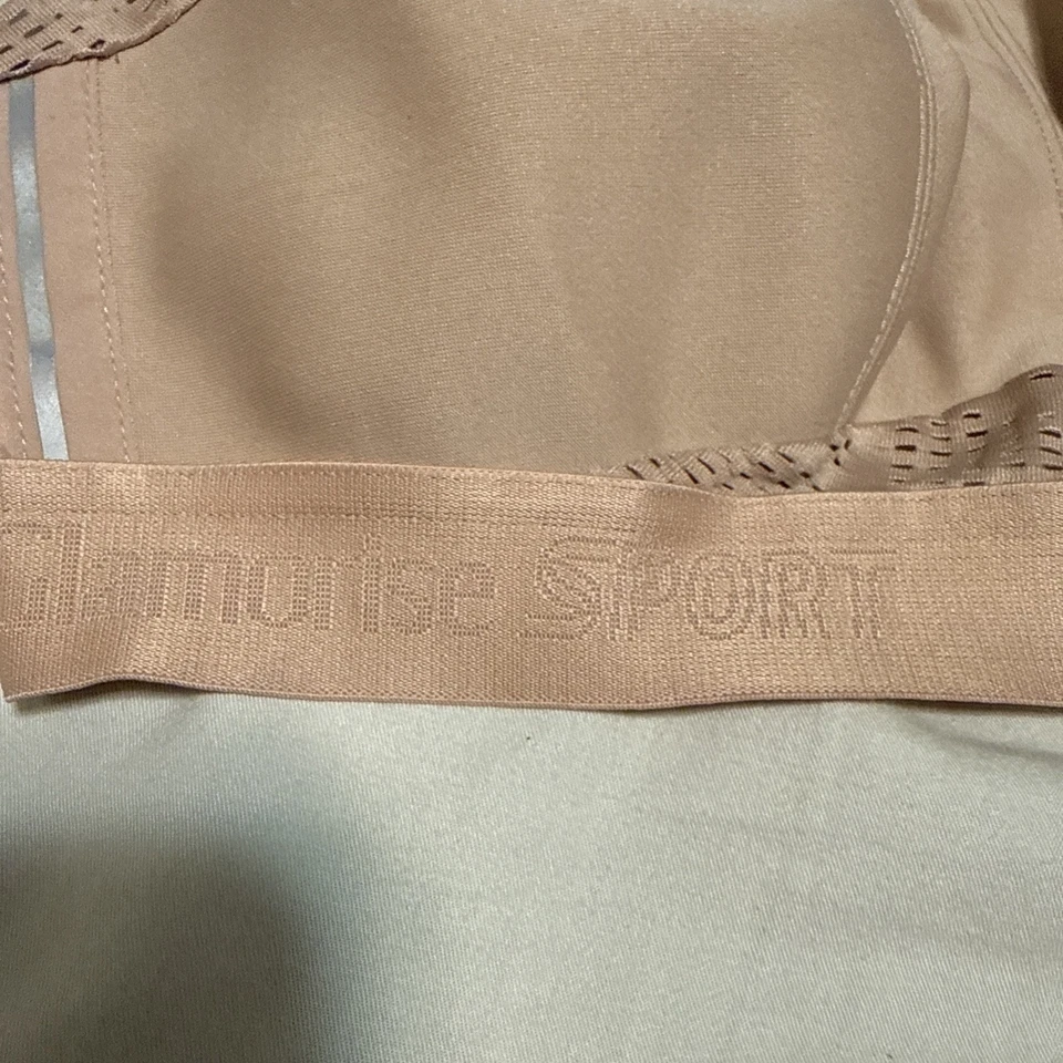 Sujetador deportivo Glamorise 36DD bronceado satinado sin forro correa ajustable atlética sin cables Foto 4 de 4