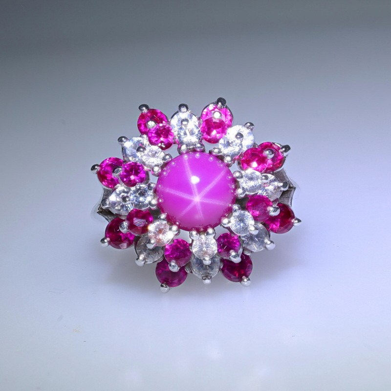 White Gold Lab-Created Star Ruby Lab-Created Ruby… - image 2