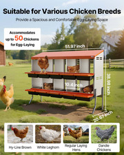 VEVOR 10-Hole Chicken Nesting Box with Legs, Roll-Away Egg Collection, Orange