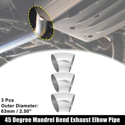3pcs OD 2.5 Inch 45 Degree Car Exhaust Elbow Pipe Arc Length 85mm