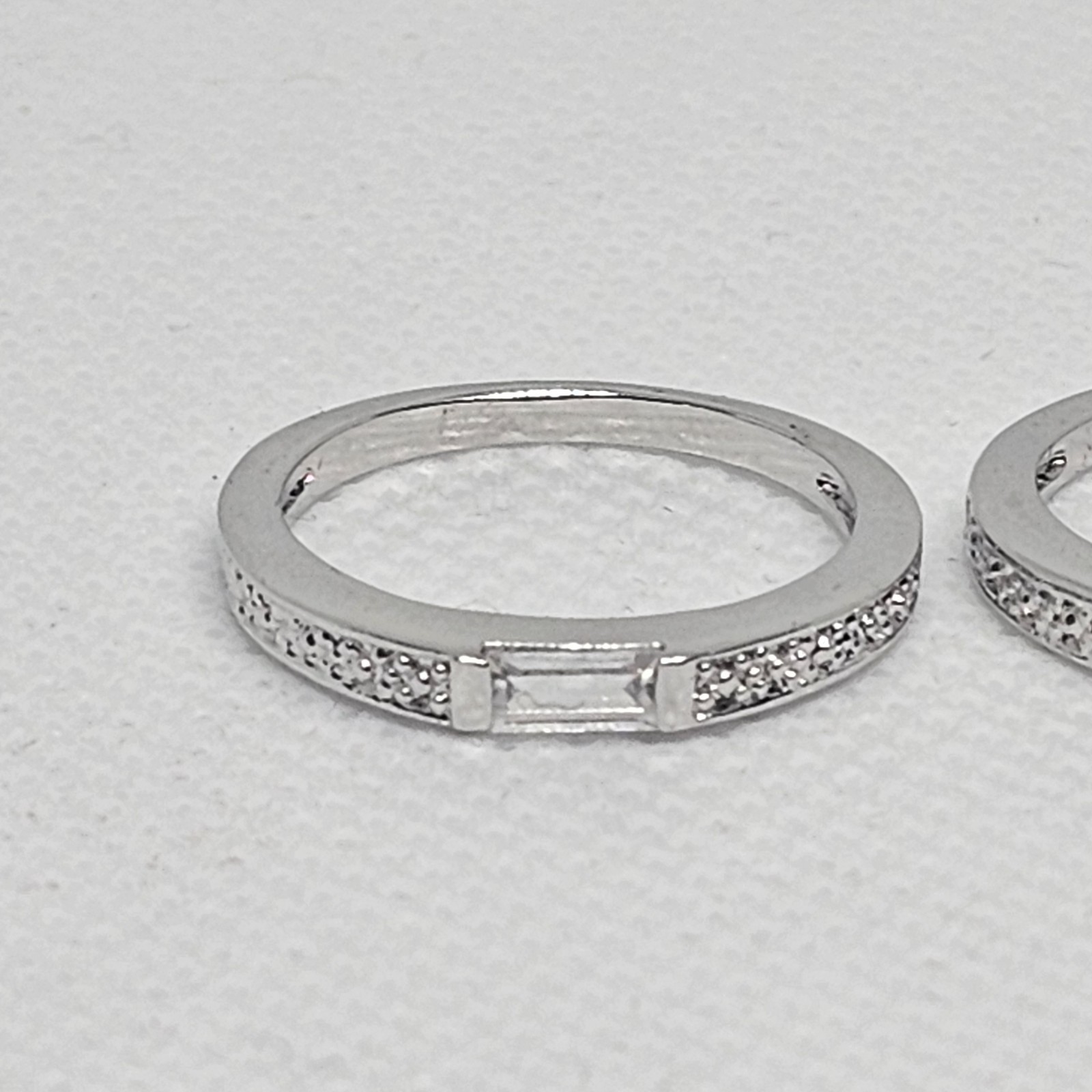 Triple Stack Ring Set Silver Tone Clear Blue Emer… - image 7