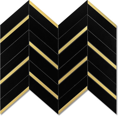 Black Marble Herringbone Peel and Stick Backsplash Tile - 10 Sheets Self Adhesiv