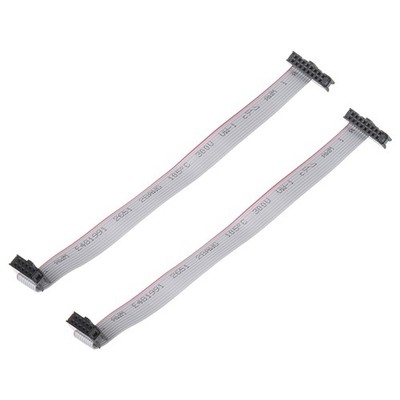 2Pcs 2.54mm Pitch IDC 10 to 16 Pins Dual Female Flat Ribbon Cable 20cm 7.9'' Grey