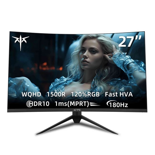 KTC H27S17 27'' 1440P Curved Gaming Monitor 1500R 1ms FreeSync/G-Sync Compatible