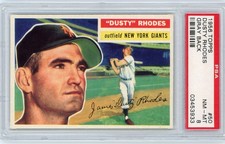 1956 TOPPS DUSTY RHODES GRAY BACK #50 PSA 8 NM - MINT