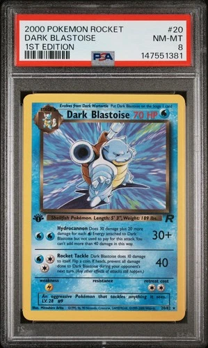 2000 POKEMON ROCKET 20 DARK BLASTOISE 1ST EDITION PSA 8