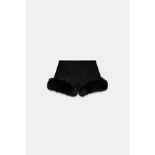 ZARA WOOL BLEND SHORTS WITH FAUX FUR EFFECT