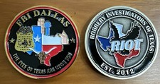 *RARE and MINT* 2 Challenge Coin Set: FBI Dallas & Texas RIOT Robbery Cowboys 👀