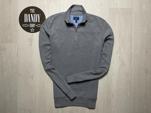 Men Gant Zip Sweater Grey Cotton 38 / M / 46