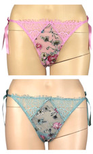 VICTORIA'S SECRET DREAM ANGELS FLORAL EMBROIDERED TIE SIDE THONG PANTY XS S M L