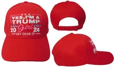 I'm A Trump Girl 2024 45-47 Get Over It! Red Embroidered Cap Hat X1