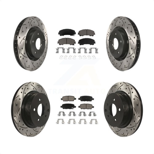 12.13" (308 Mm) Rear Vented Drilled & Slotted Brake Rotors E-Coated & Premium Ceramic Brake Pads Kit – Driver & Passenger Side - Foto 4