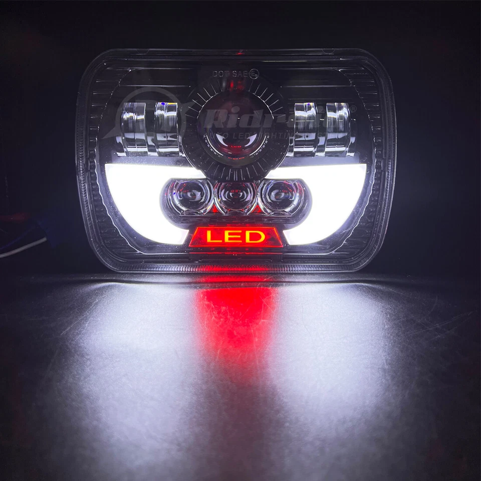 Хромированная светодиодная фара для Volkswagen Rabbit 1979-1984 7x6 дюймов дневной ходовой сигнал поворота - Изображение 3 из 4