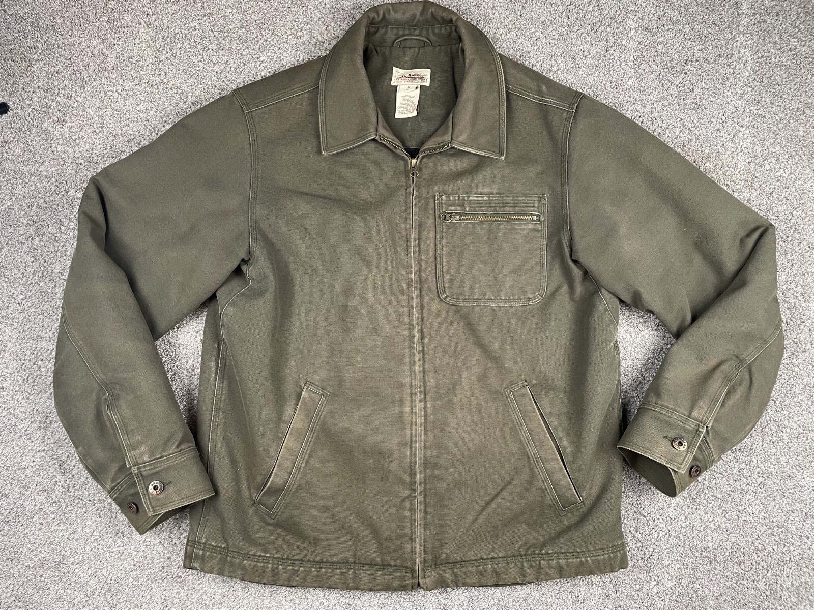 LL Bean Jacket Mens Medium Katahdin Iron Works Canvas… Gem