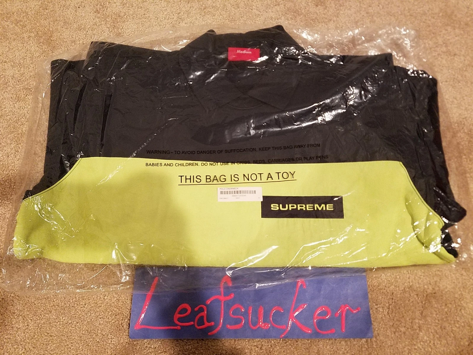 Brand New Supreme NY World Famous Polo Crewneck Sweatshirt Navy Yellow sz M