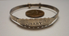 Brazalete Brazalete Antiguo Inglés B'ham JS Maker Plata Esterlina Grabado Bebé