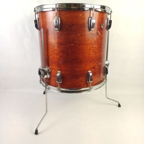 Ludwig 16x16"Mahogany Stain Floor Tom Drum Blue/Olive Vintage 70s 6Ply Maple USA - Picture 4 of 15
