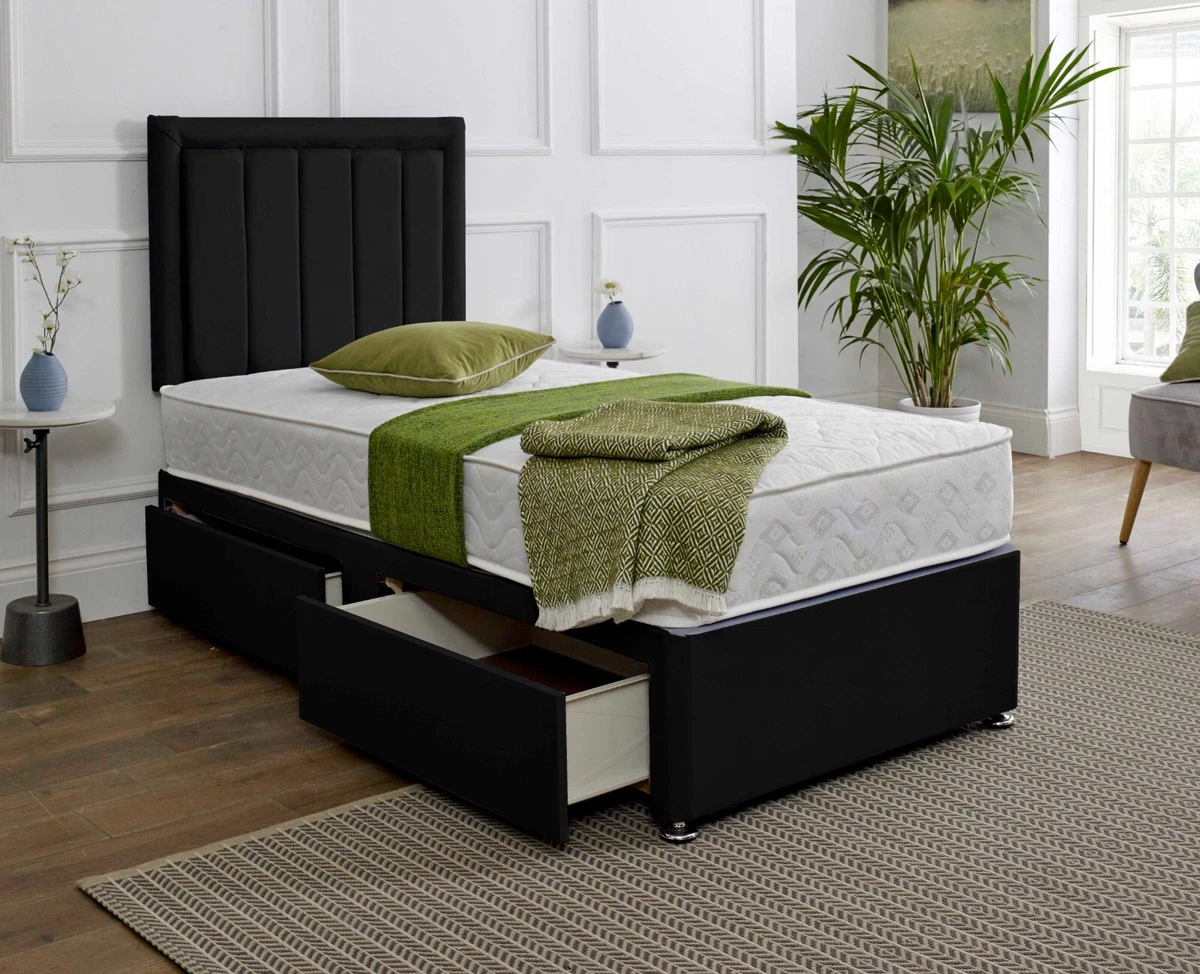 NEW Single Divan Bed 2FT6 3FT With Mattress Headboard Draws kids adults