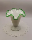 Fenton Emerald Green Crest 4" Cone Vase #7356 Matches with Jadite