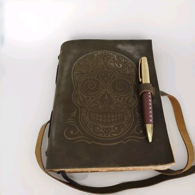 SOVEREIGN GEAR EMBOSSED LEATHER JOURNAL  SKULL 8X6 IN