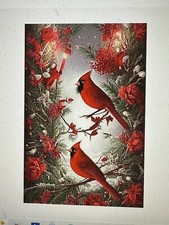 5D Diamond Painting Kit Full Drill Red North American Cardinal Winter Tree 12x16
