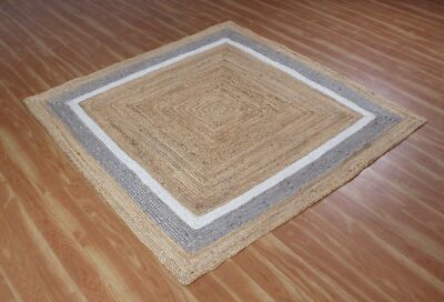 Runner Rug 100% jute braided handmade reversible carpet rustic modern area rugs