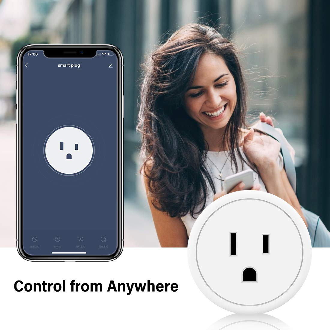 Smart Plug 4-Pack, Bluetooth Wi-Fi Smart Outlet for Smart Home, Remote Contro...-image