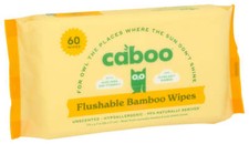 Caboo Flushable Bamboo Wipes Unscented 60 Ct