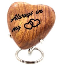 Wooden Heart Keepsake Urn Always in My Heart Handcrafted Cremation Urn for Ash
