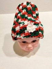 New Crocheted Baby Christmas Hat Santa Button 0-6m 6-9m 2 availible your Choice