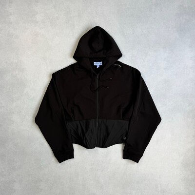 MUGLER  ブラック クロップドパーカー Mugler Black Spiral Cropped Hoodie Mugler
