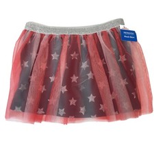 Patriotic Girls Red White Blue Tulle Skirt Sz 7/8 Silver Sparkling Stars