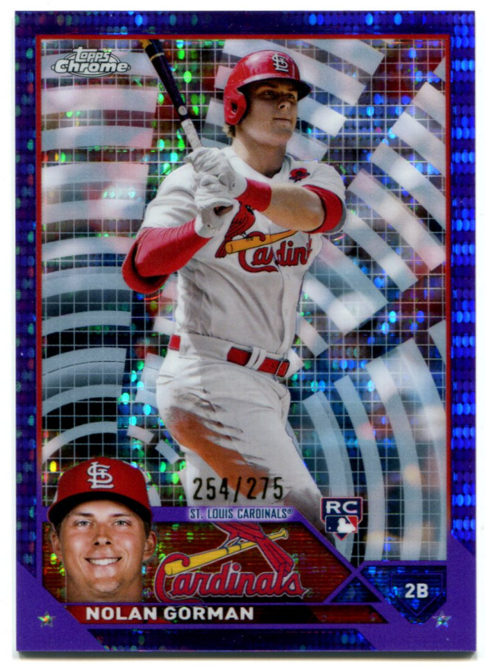 2023 Topps Chrome #192 Nolan Gorman Purple Sonar Refractor /275 Cardinals
