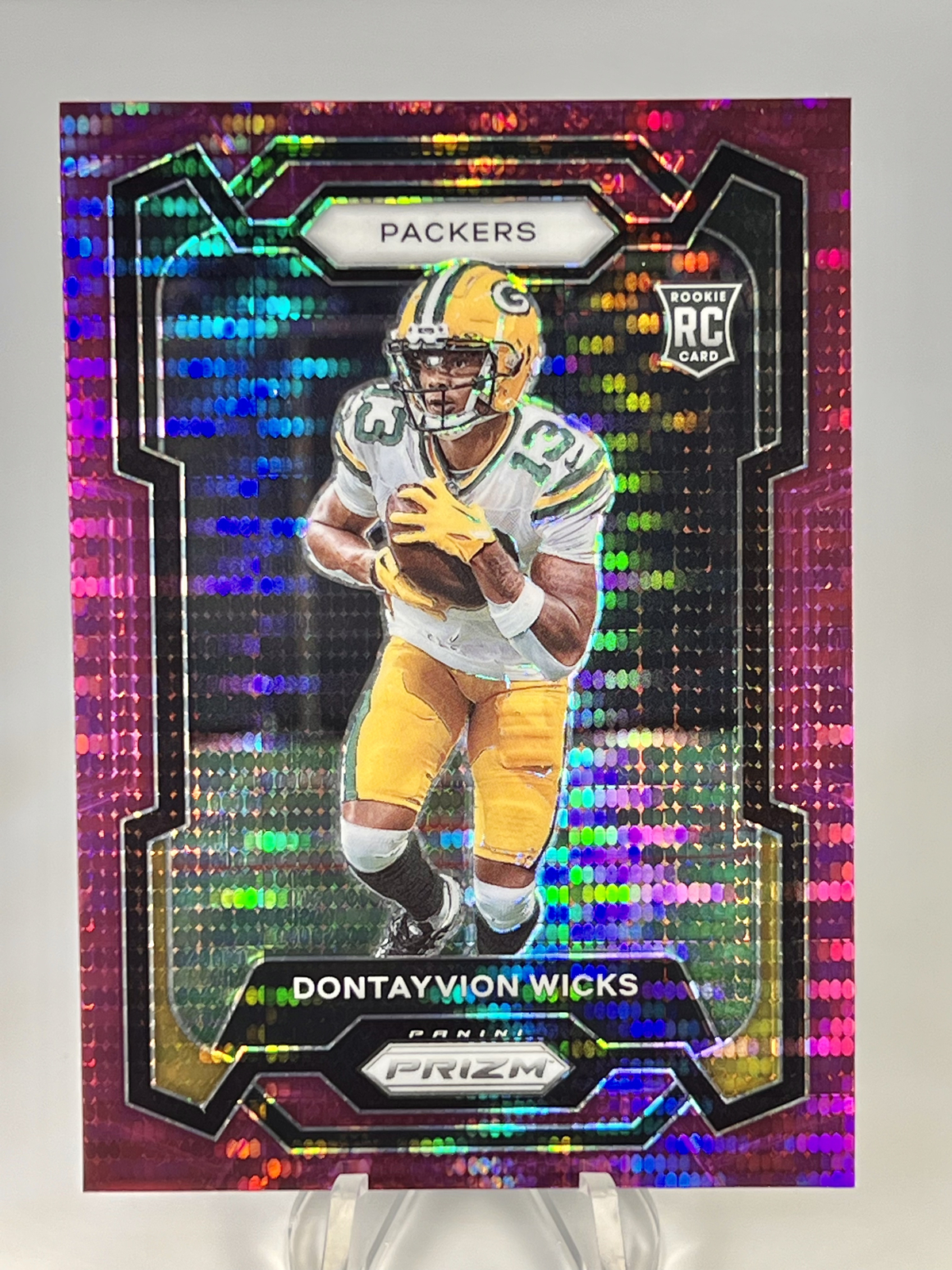 2023 Panini Prizm - Rookies Purple Pulsar Prizm #333 Dontayvion Wicks (RC)