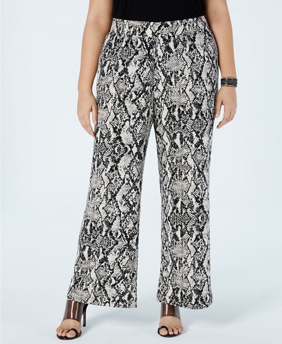 Snake-Print Wide-Leg Pants 2x 