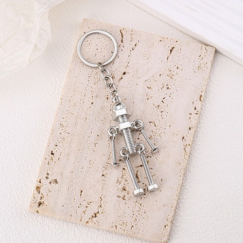 Funny Robot Keychain Metal Screw Body Keyring Bag Pendant Charms Car Key Holder - Picture 6 of 11