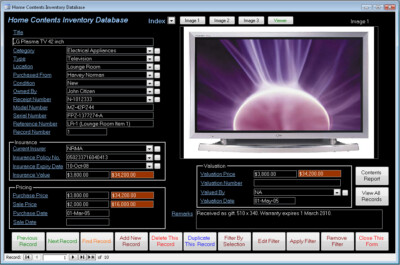 Home Contents Inventory Database Software CD for Windows