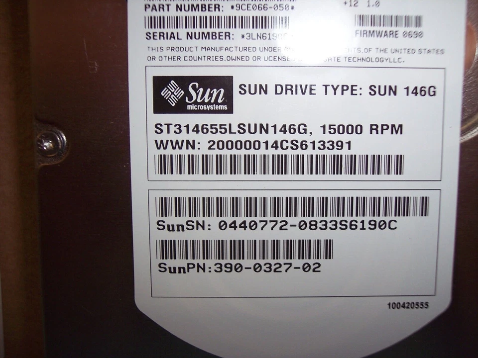 Sun Microsystems 146 GB 15000 RPM,3.5" (540-6607-01) 390-0327 ST3146855LC - Image 2 of 3